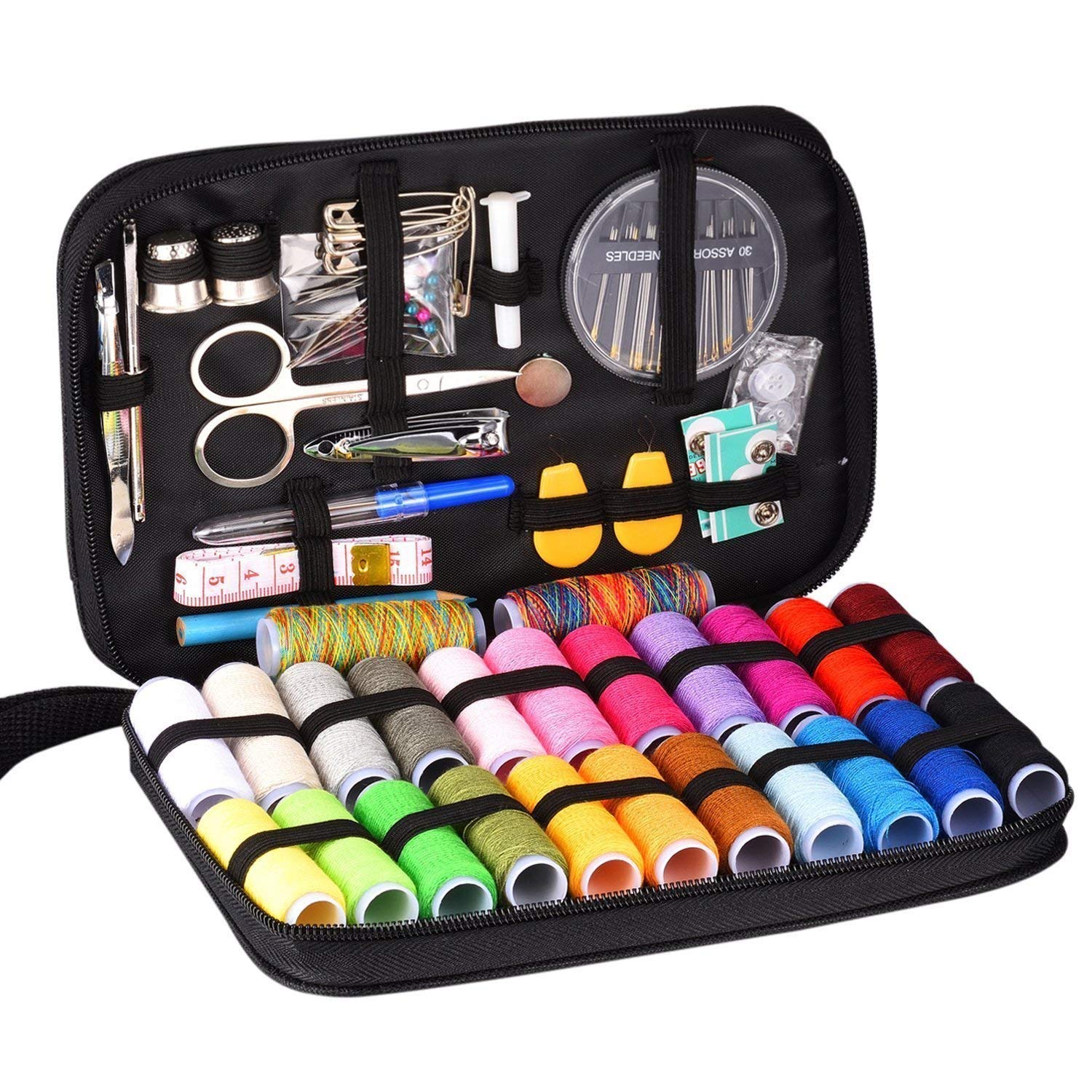 DLD Sewing Kit,Over 100 JKtown Portable Basic Sewing Accessories, 24 Color Spools of Thread, Mini sew kits supplies for Beginners,Traveller,Emergency,Family starter to Mending and Repair